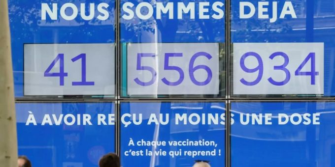 Anzeige mit den in Frankreich verabreichten Impfdosen Anzeige mit den in Frankreich verabreichten Impfdosen