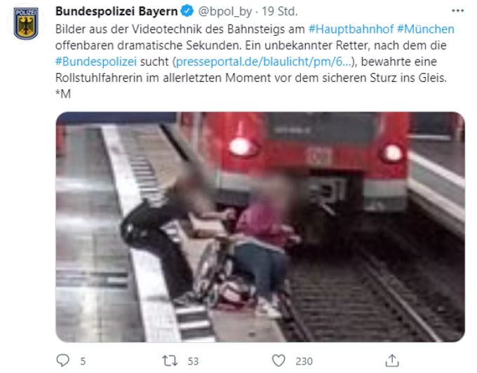 Die Bundespolizei veröffentlicht via Twitter ein Bild der Rettungs-Aktion. Polizei