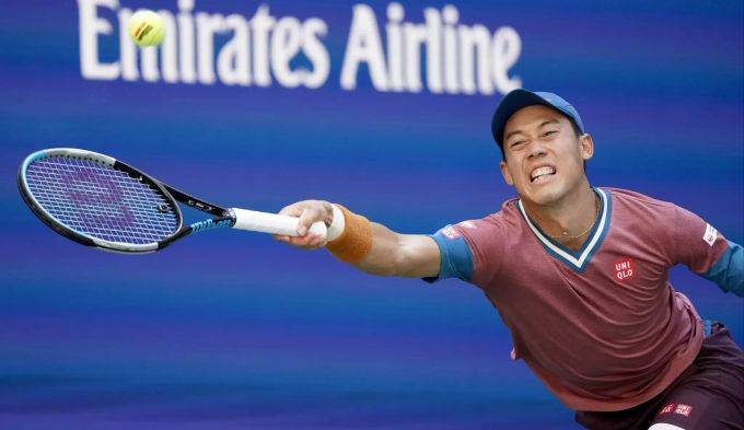 Der Japaner Kei Nishikori während der dritten Runde der US Open Tennismeisterschaften am Samstag, 4. September 2021, in New York. APTOPIX US Open Tennis