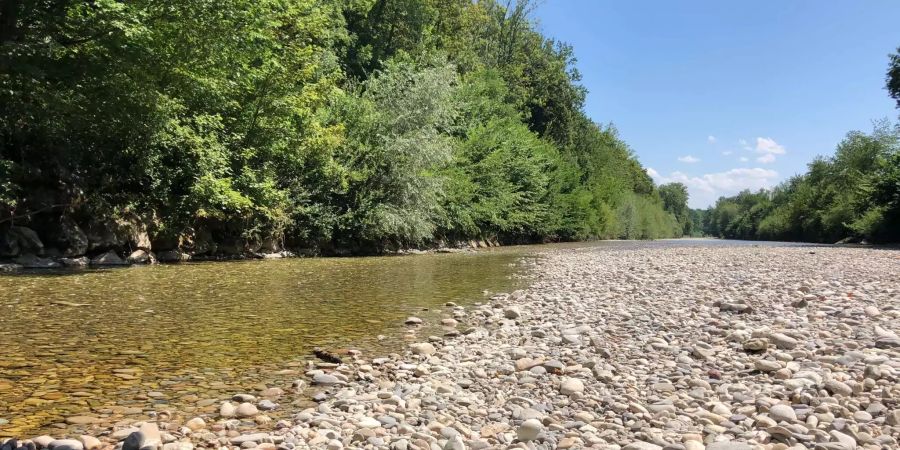 Jetzt gibt es Unwetter: Ende Juni war die Emme über mehrere hundert Meter komplett ausgetrocknet.