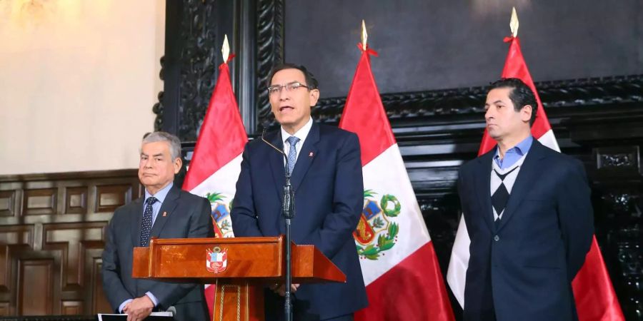 Der peruanische Präsident Martin Vizcarra während einer Rede Anfang Juli, bei der Reformen in der Justiz angekündigt wurden.