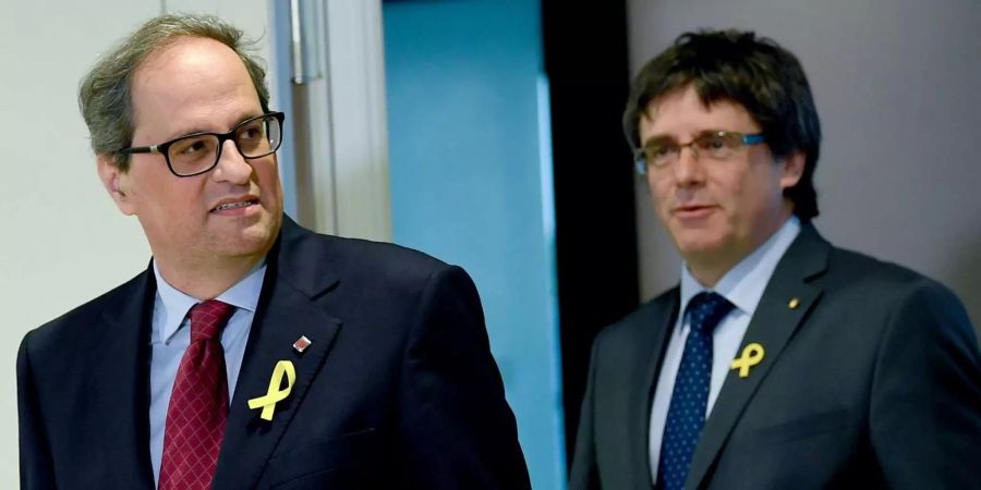 Der separatistische Regionalpräsident Quim Torra (links) und sein Vorgänger Puigdemont.