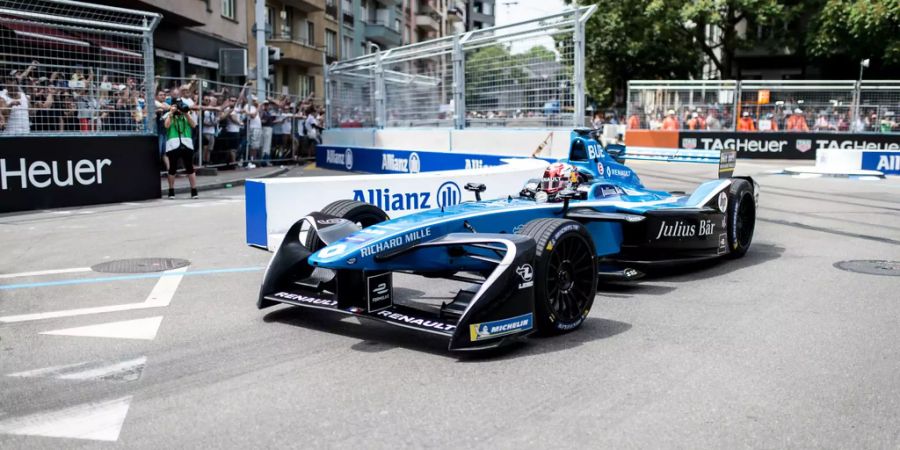 Der Schweizer Sébastien Buemi im Qualifying des Formel E-Prix Zürich.