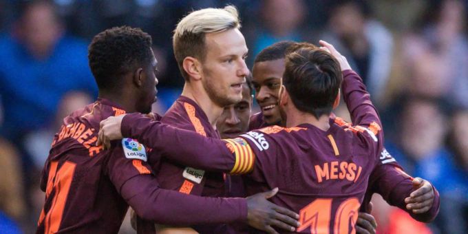 Ex-Bebbi Ivan Rakitic (Mitte) kann mit Barcelona die Meisterschaft bejubeln. Ex-Bebbi Ivan Rakitic (Mitte) kann mit Barcelona die Meisterschaft bejubeln.