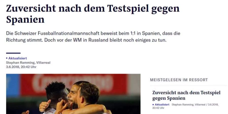 Auch die «NZZ» gibt sich gewohnt vorsichtig bei der Spiel-Analyse: «Das 1:1 ist ein gutes Ergebnis, aber deswegen nun ins Träumen zu geraten, wäre die falsche Schlussfolgerung.»