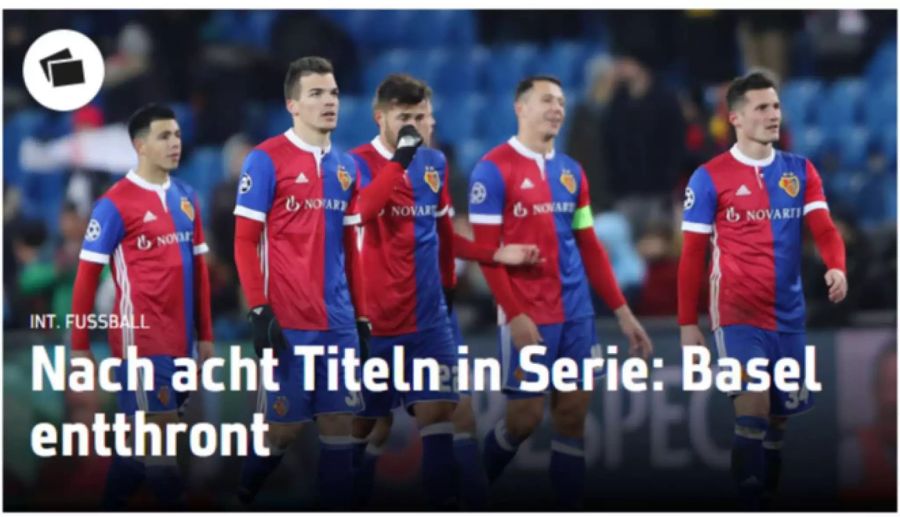 Ein Bild muss genügen bei sport1.de – und zwar eins des Zweitplatzierten Basel. Den kennt man wenigstens.