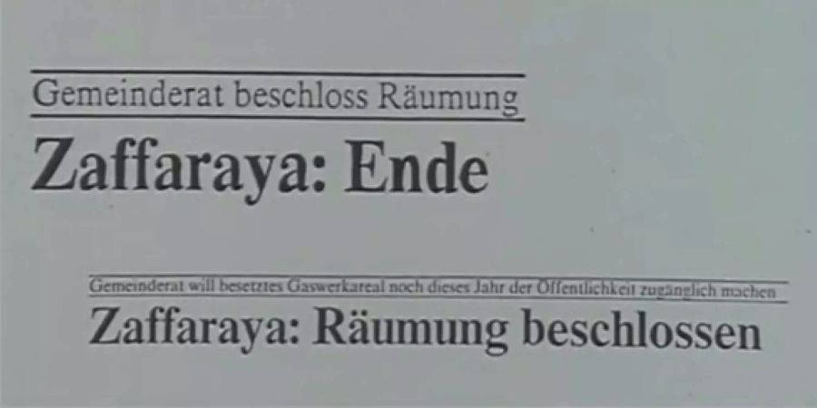 Der Räumungsbeschluss des Gaswerkareals im Jahr 1987.