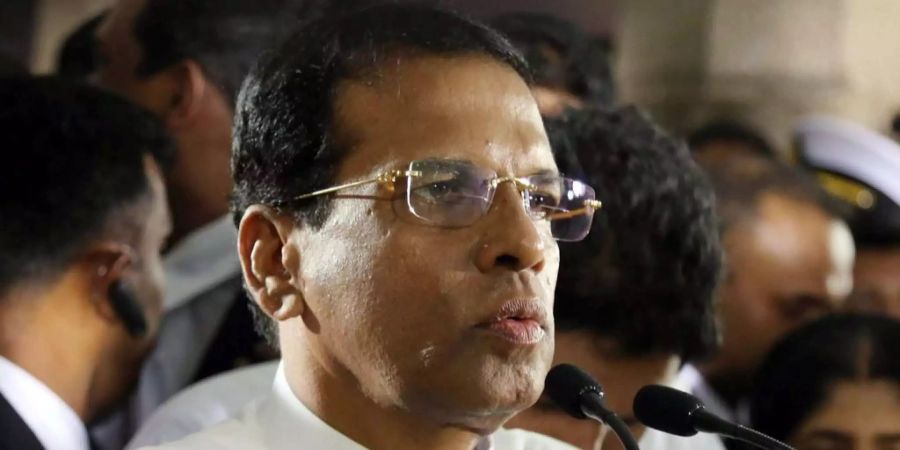 Maithripala Sirisena, Präsident von Sri Lanka, hält nach seiner Wahl eine Rede.