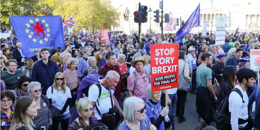 Zahlreiche Menschen protestierten in London für ein zweites Brexit-Referendum.