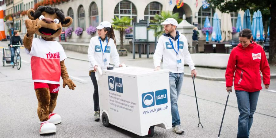 Anti Littering Aktion am SlowUp Emmental im September 2017 - Keystone