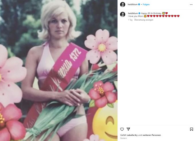 Erna, die Mutter von Heidi Klum, im Jahr 1972. Erna Klum