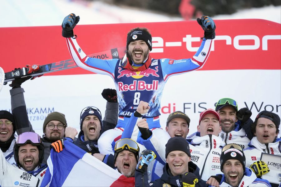 Cyprien Sarrazin jubelt in Kitzbühel. Auf der Streif gewinnt er beide Abfahrten.