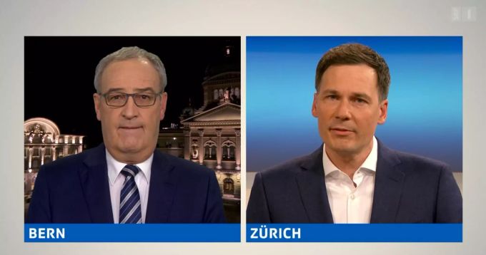 Bundespräsident Guy Parmelin (links) stellte sich am Mittwochabend den Fragen von «Rundschau»-Moderator Dominik Meier. Guy Parmelin Rundschau