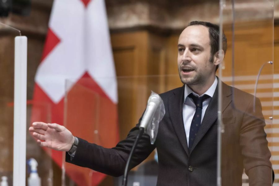 Nationalrat Christian Wasserfallen (FDP/BE) im Bundeshaus, Frühlingssession 2021.