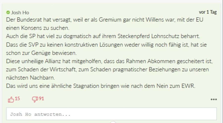 Ein User analysiert das Verhandlungs-Aus.