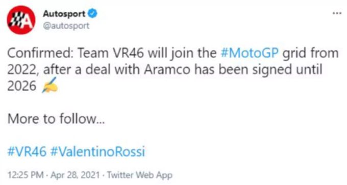 Valentino Rossi gründet in der MotoGP sein eigenes Team. Valentino Rossi