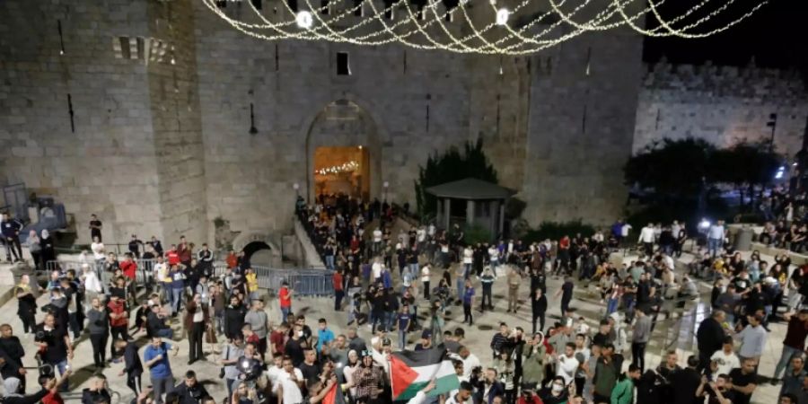 Palästinensische Demonstranten vor dem Damaskus-Tor