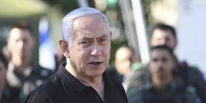 Israels Ministerpräsident Benjamin Netanjahu spricht während eines Treffens mit der israelischen Grenzpolizei. Benjamin Netanjahu Nahostkonflikt