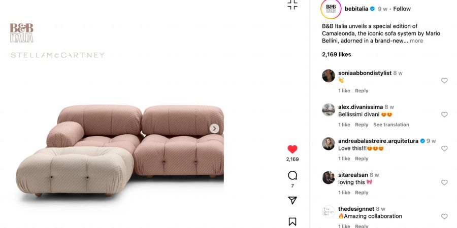 Modedesignerin Stella McCartney hat das ikonische Camaleonda-Sofa für B&B Italia neu designt.