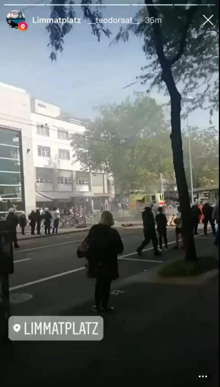 Die Polizei am Limmatplatz in Zürich.