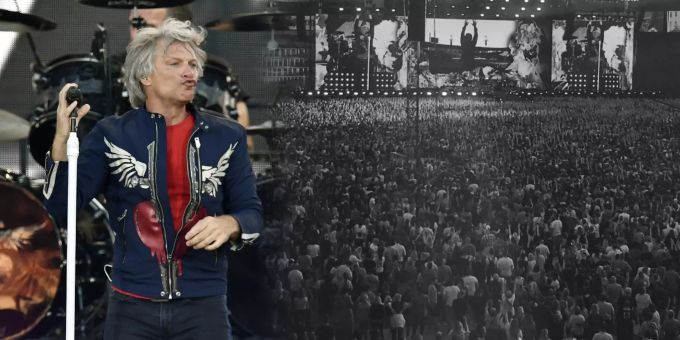 Tausende Fans an einem Bon Jovi Konzert. Jon Bon Jovi Zürich