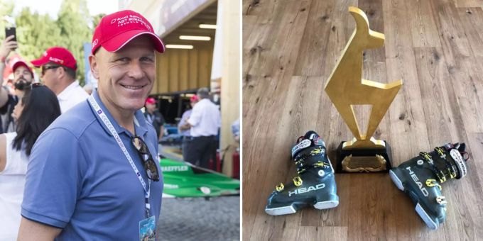 Didier Cuche versteigert seine Streif-Siegerschuhe. Didier Cuche