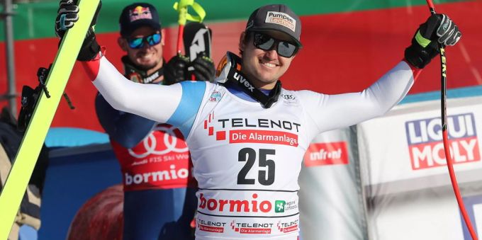 Urs Kryenbühl bei seinem Überraschungs-Podestplatz in Bormio Ende Jahr. Urs Kryenbühl