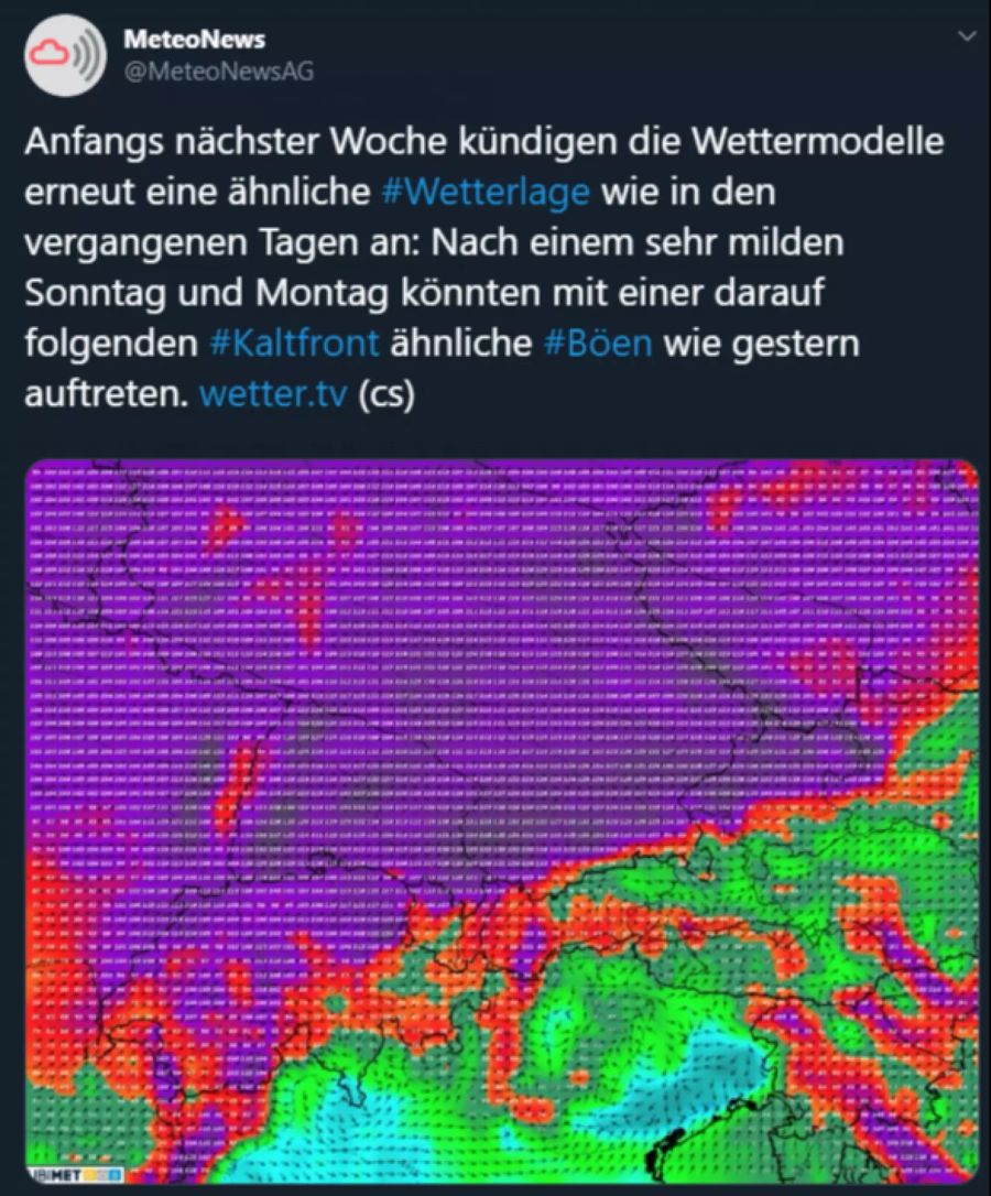 Kaltfront Böen Schweiz