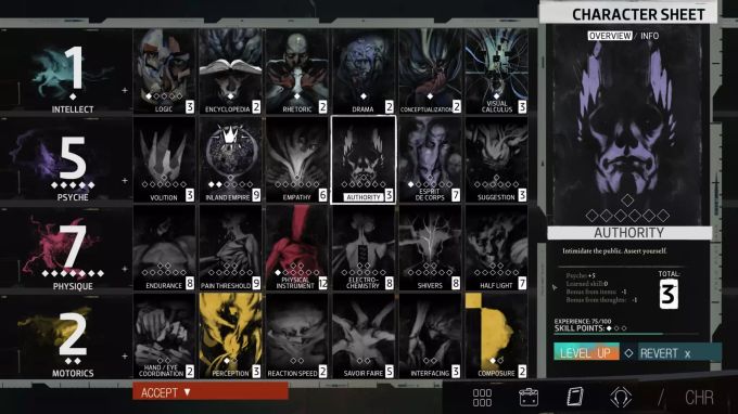 Die verschiedenen Skills in Disco Elysium. Disco Elysium