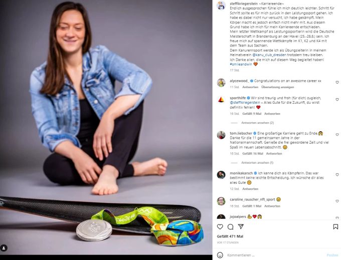 Auf Instagram äussert sich Steffi Kriegerstein zu ihrer Entscheidung. Coronavirus