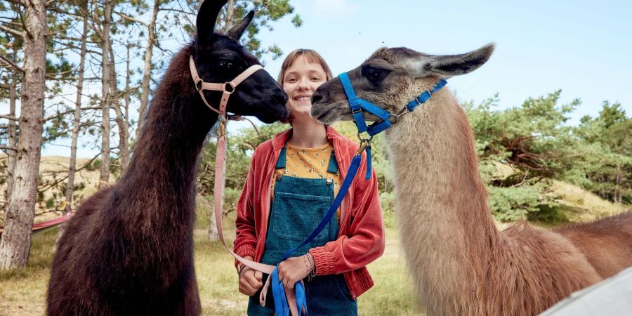 Lotta (Meggy Hussong) und die Alpakas.