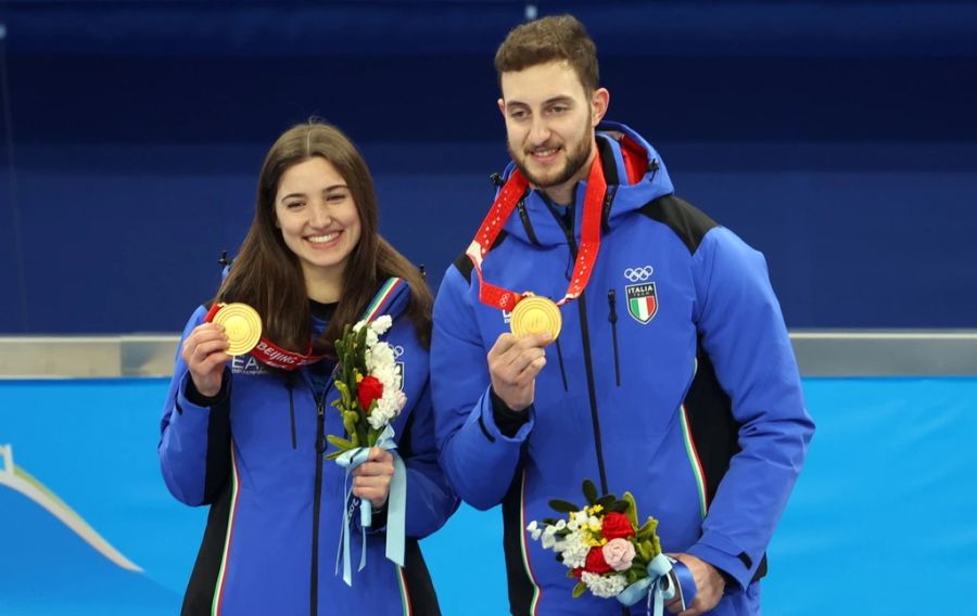 Stefania Constantini und Amos Mosaner holen die Gold-Medaille im Mixed-Doubles.
