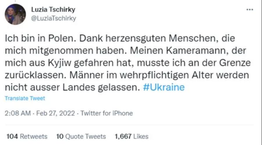 Luzia Tschirky befindet sich derzeit in Polen.