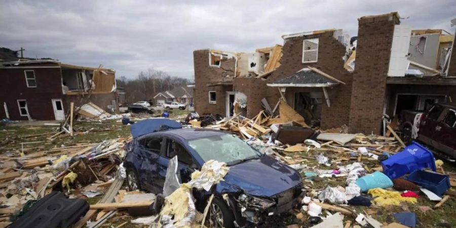 Nur noch Trümmer in Bowling Green, Kentucky. Foto: Michael Clubb/AP/dpa