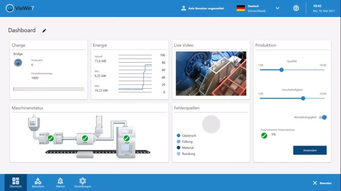 Dank des ansprechenden VisiWin-Designs kann der Bediener intuitiv und über Multitouch seine industrielle Maschine oder Anlage bedienen. inosoft AG Flamatt