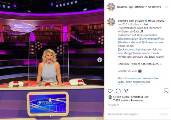 Beatrice Egli filmt eine TV-Show nach der anderen. beatrice egli