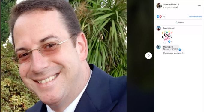 Lorenzo Pianezzi auf seinem Facebook-Profil. hotelleriesuisse