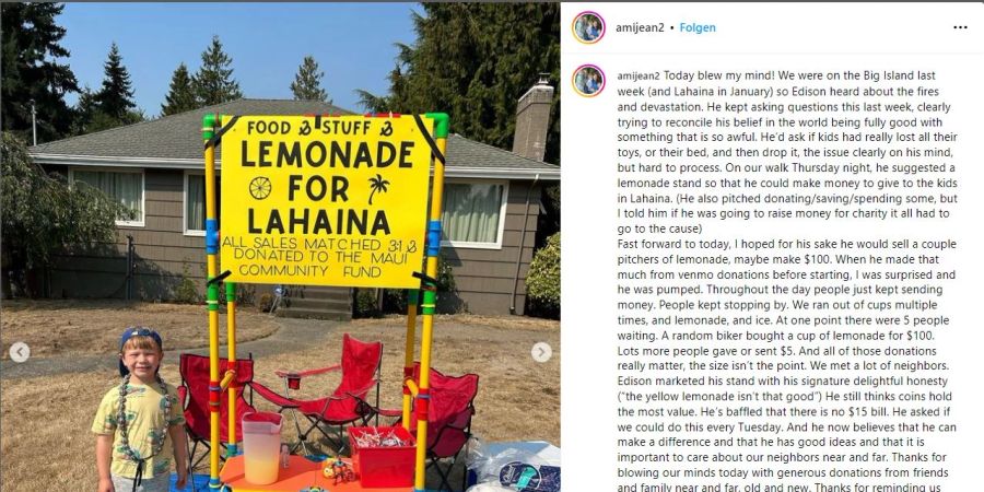Spendenaktion Limonade für Lahaina