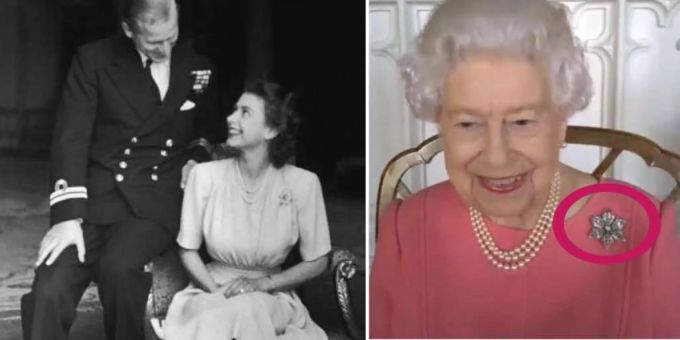 Mit dieser Brosche wünschte die Queen Philip gute Besserung. Queen