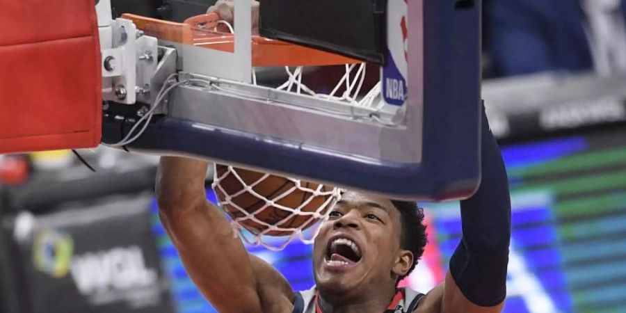 Rui Hachimura punktet für die Washington Wizards. Foto: Nick Wass/AP/dpa