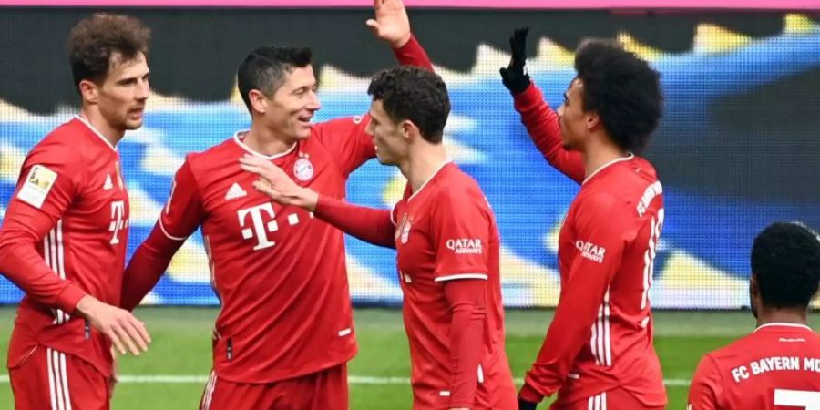 Sind gegen den VfB Stuttgart zu Hochform aufgelaufen: Die Bayern siegten in Unterzahl mit 4:0. Foto: Matthias Balk/dpa POOL/dpa