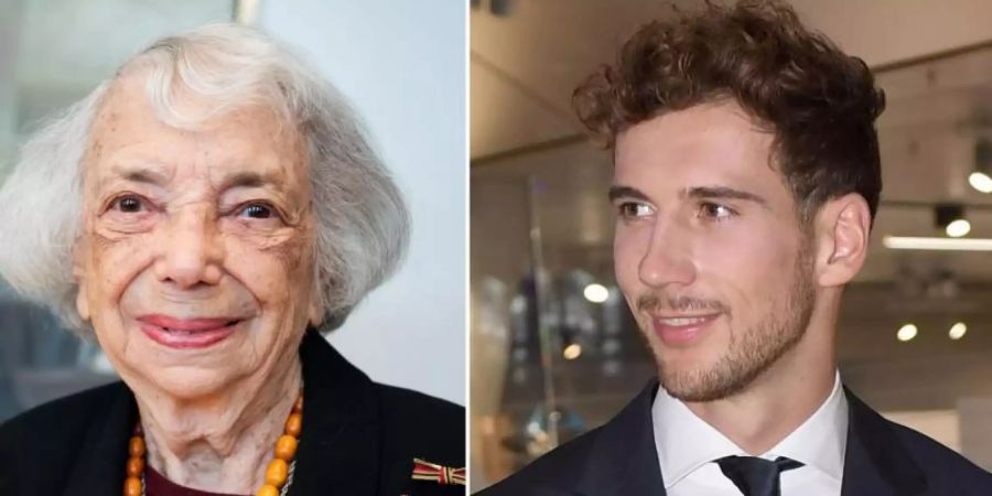 Bayern-Profi Leon Goretzka traf die Holocaust-Überlebende Margot Friedländer in Berlin. Foto: Bernd von Jutrczenka/dpa