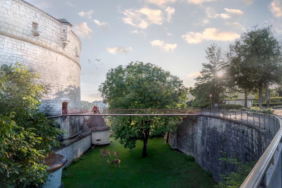 Visualisierung Brücke Graben Burg