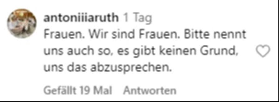 Diese Userin sieht keinen Grund für die Anwendung des Ausdrucks «menstruierende Personen».