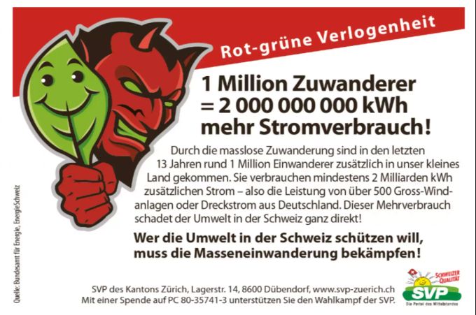 Eines der Inserate der SVP Kanton Zürich, welches die «rot-grüne Verlogenheit» aufdecken soll. svp