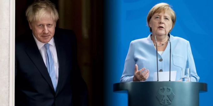 Der britische Premier Boris Johnson trifft heute zum ersten Mal auf Bundeskanzlerin Angela Merkel. Boris Johnson Angela Merkel