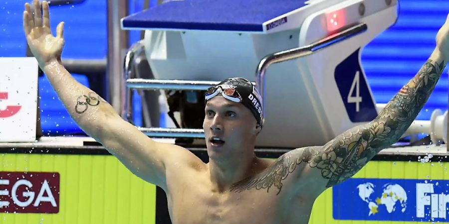 Caeleb Dressel jubelt nach seinem Triumph über 100 m Crawl