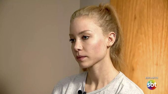 Najila Trindade im Gespräch mit dem brasilianischen Fernsehen. Gegen das Model läuft wegen möglicher Irreführung der Staatsgewalt eine Untersuchung Brazil Neymar Allegation