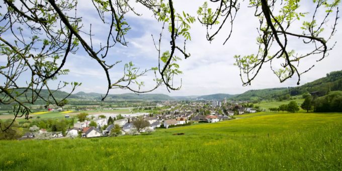 Blick auf Bad Zurzach am Hochrhein AG. Blick auf Bad Zurzach am Hochrhein