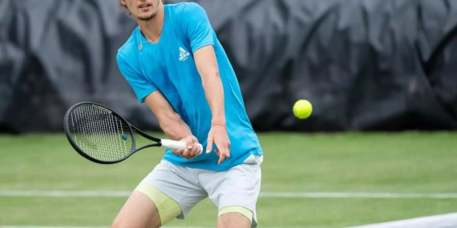 Alexander Zverev beim Training in Stuttgart. Foto: Silas Stein